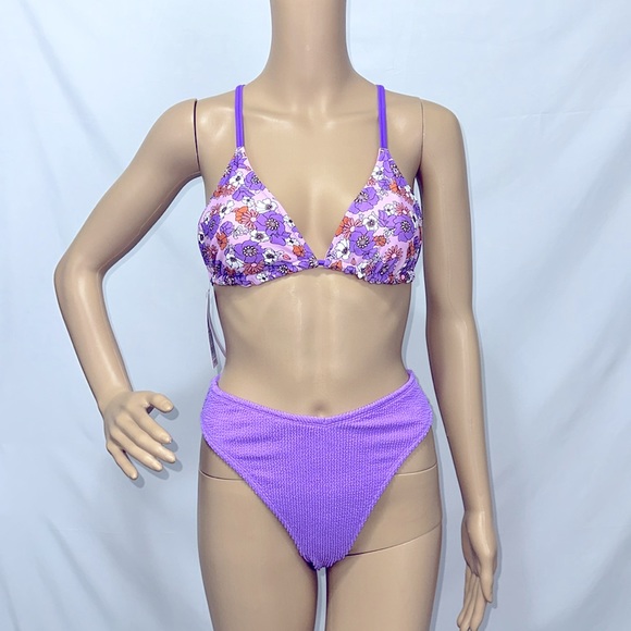Wild fable Purple Ribbed Extra Cheeky High Waist& High Leg Bikini Bottom… - Picture 5 of 7